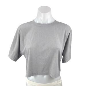 Lululemon Women's Gray Short Sleeve Yoga Athletic Crop T Shirt Tee Top Size 2